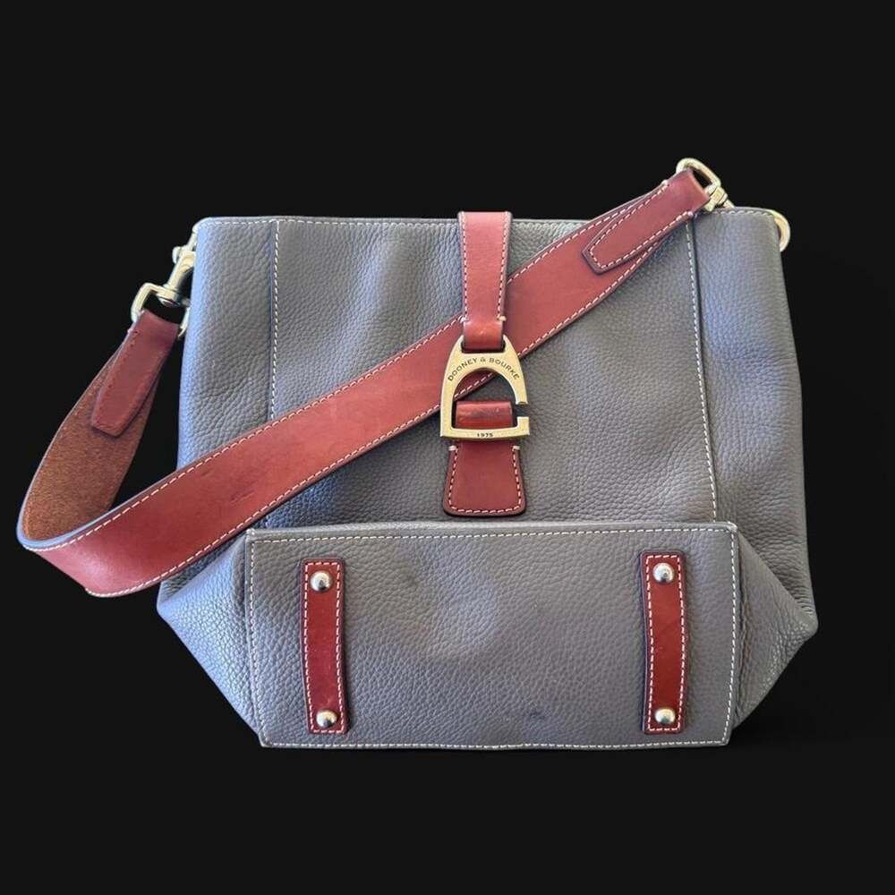 1975 Dooney & Bourke Derby Pebbled Leather Hobo Shoulder Bag Med Gray J14803780